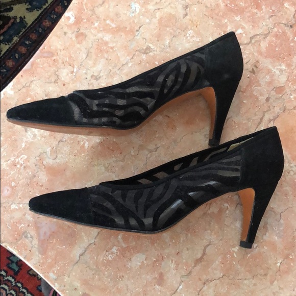 EVAN PICONE BLACK SUEDE ANIMAL PRINT PUMPS 7.5 - Picture 2 of 4